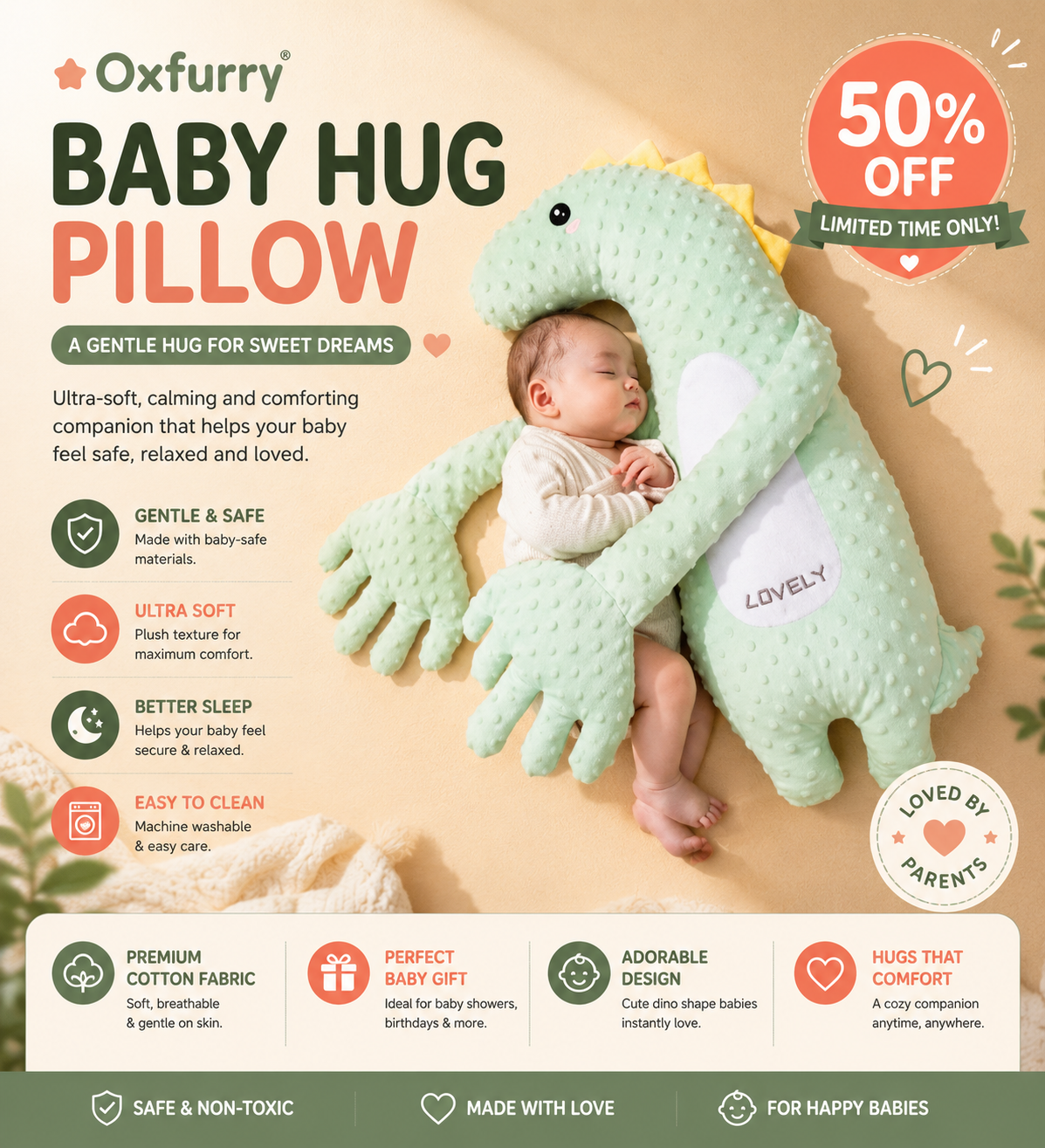 Oxfurry™ Calming Baby Sleep Cushion