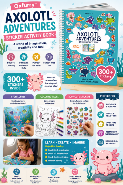 Oxfurry™ Axolotl Adventures Sticker Book