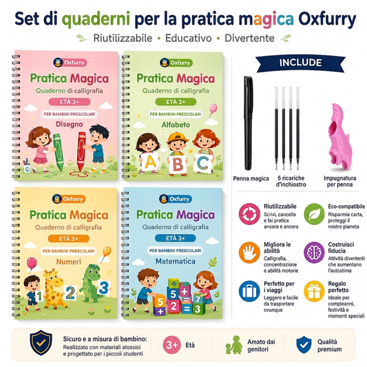 Help your child build confident handwriting with fun reusable practice books