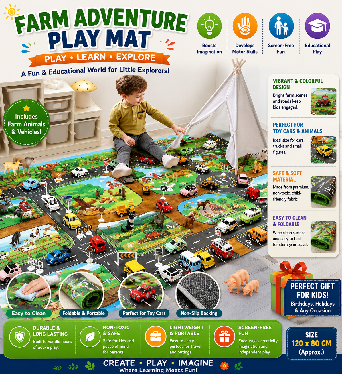 Oxfurry™ Montessori Adventure Road Rug