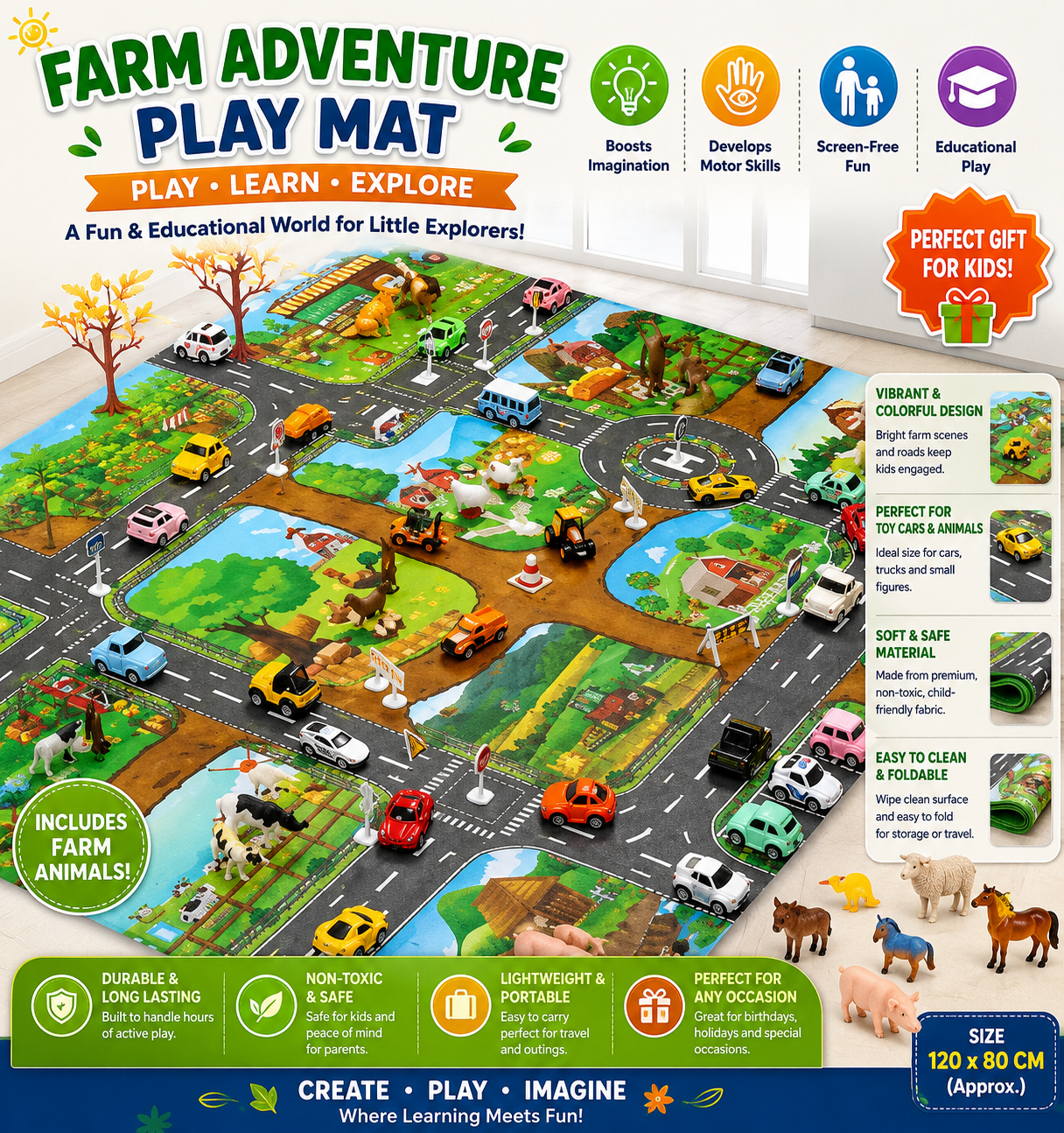 Oxfurry™ Montessori Adventure Road Rug