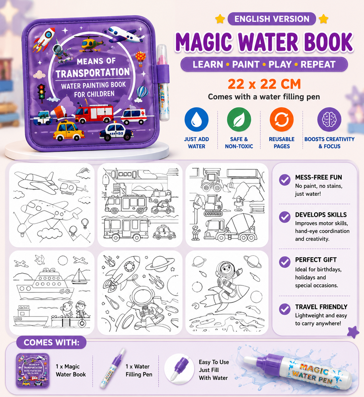 Reusable Kids Magic Water Book - OXFURRY ™