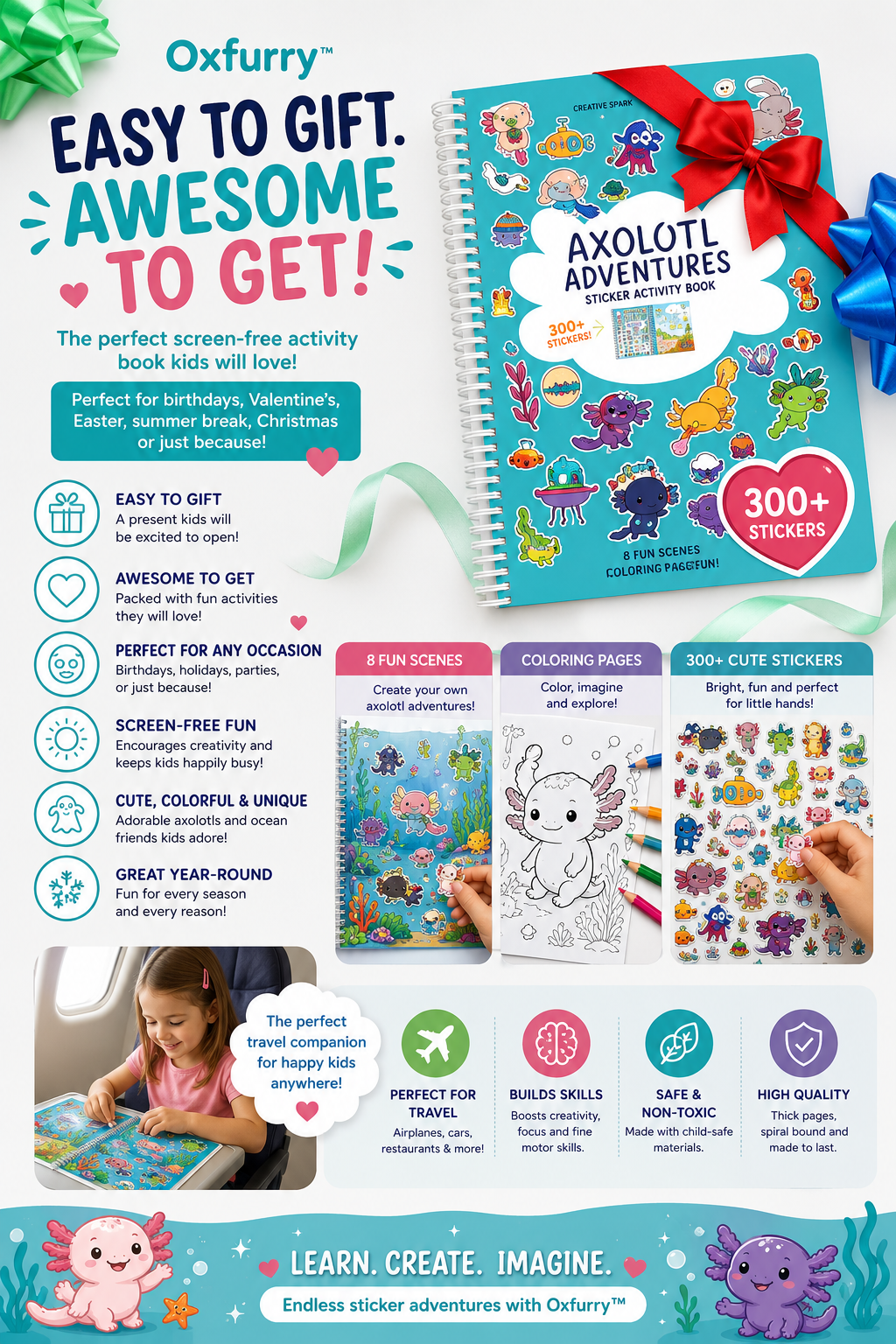 Oxfurry™ Axolotl Adventures Sticker Book
