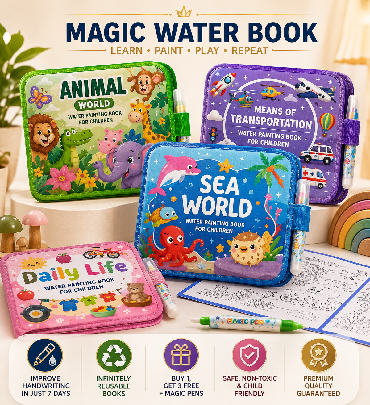 Reusable Kids Magic Water Book - OXFURRY ™