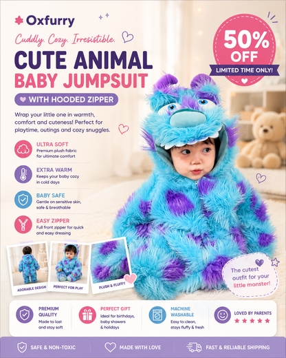 Oxfurry™ Cozy Monster Baby Jumpsuit