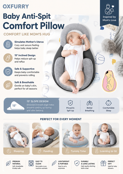Oxfurry Baby Anti-Spit Comfort Pillow
