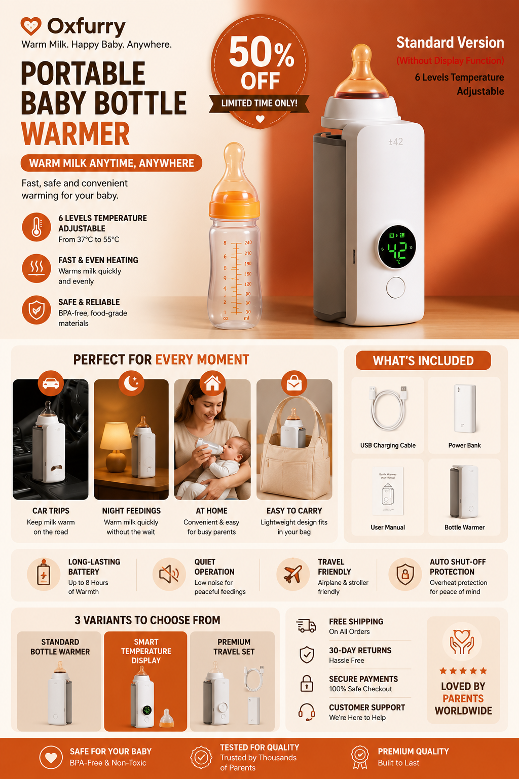 Oxfurry Smart Portable Baby Bottle Warmer