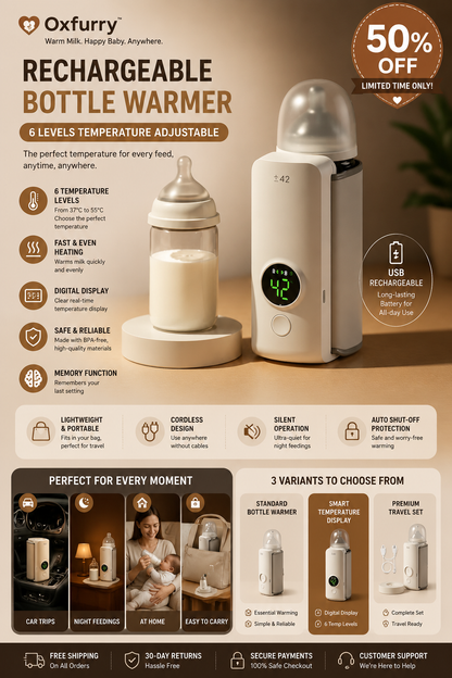 Oxfurry Smart Portable Baby Bottle Warmer